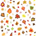 Seamless retro fifties autumn leaves pattern Royalty Free Stock Photo