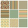 Seamless retro geometric hipster background set. Royalty Free Stock Photo