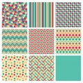 Seamless retro geometric hipster background set.