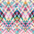 Seamless retro geometric pattern with zigzag lines.