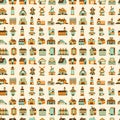 Seamless retro house pattern Royalty Free Stock Photo