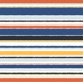 Seamless retro multicolored fabric horizontal parallel stripes textile pattern