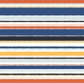 Seamless retro multicolored fabric horizontal parallel stripes textile pattern
