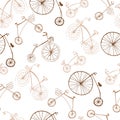 Seamless retro pattern with bicycles - textile or bedsheet quirky design vector