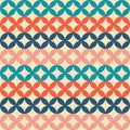 Seamless retro pattern. Intersecting circles. Multicolored geometric shapes. Duplicate background.