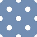 Seamless retro pattern with large white polka dots on a blue background. Flat style vector illustration Royalty Free Stock Photo