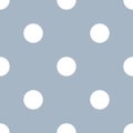 Seamless Retro Pattern With Large White Polka Dots On A Gray Background. Flat Style Vector Illustration