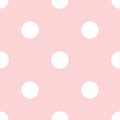 Seamless retro pattern with large white polka dots on a pastel pink background.Flat style vector illustration Royalty Free Stock Photo