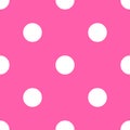 Seamless retro pattern with large white polka dots on a pink background. Flat style vector illustration Royalty Free Stock Photo