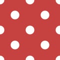 Seamless retro pattern with large white polka dots on a red background. Flat style vector illustration Royalty Free Stock Photo