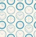 Seamless retro pattern texture with round clocks Royalty Free Stock Photo