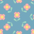 Seamless retro poppy flower abstract garden floral illustration background pattern in vector scandinavian style