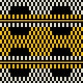 Seamless retro print of wide stripes with chessboard pattern ins