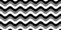 Seamless retro sea wave pattern in black and white monochrome greyscale