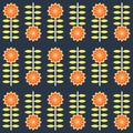 Seamless retro style sunflowers pattern