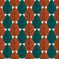 Seamless retro tree autumn pattern with forest illustration in vector Royalty Free Stock Photo