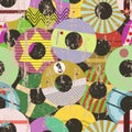 Seamless retro vnyl record labels pattern Royalty Free Stock Photo