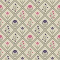 Seamless rhombuses and flowers Royalty Free Stock Photo