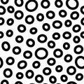 Seamless rings pattern. Black hand drawn oval