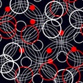 Seamless rings retro pattern. 1960s style. Red, black, white. Backgrounds textures shop eps10 Royalty Free Stock Photo