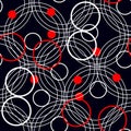 Seamless rings retro pattern. 1960s style. Red, black, white. Backgrounds textures shop eps 10 Royalty Free Stock Photo