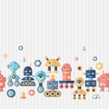 Seamless robots pattern in flat style