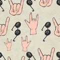 Seamless Rock n roll background. Abstract music modern pattern. Royalty Free Stock Photo