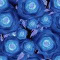 Seamless romantic blue, blurred roses background pattern texture