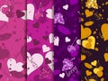 Seamless romantic pattern. Background with hearts, berries and lips. Elements of grunge style. Vector illustrations Royalty Free Stock Photo