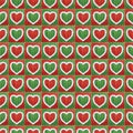 Seamless Romantic Vintage Scandinavian Style Colorful Knitted Fur Trim Hearts on green background pattern illustration Royalty Free Stock Photo