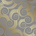 Seamless gold swirls pattern wallpaper on grey background