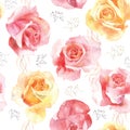 Seamless rose pattern on white background