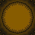 Seamless round golden copy space framed with dark brown lace pattern