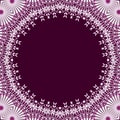 Seamless round purple copy space framed with white lace pattern