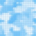 Seamless rounded pixel art clouds texture. Vector blue sky background Royalty Free Stock Photo