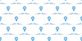 Seamless Rows of Simple Open Blue Books with Light Bulbs Above - Modern Style Texture on White Background - Vector Design Template