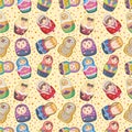 Seamless Russian dolls pattern