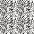 Seamless Russian pattern .Vintage Ornament vector. Russian style ornament engraving border floral retro pattern. Royalty Free Stock Photo