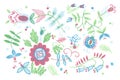 Seamless rustic pattern floral art, Gouache illustration of herbal flowers decor. Royalty Free Stock Photo