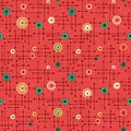 Holiday seamless retro pattern in red and green