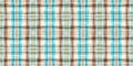 Teal rustic coastal beach house border check fabric tile. Seamless sailor flannel edging trim textile. Gingham rustic