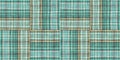 Teal rustic coastal beach house border check fabric tile. Seamless sailor flannel edging trim textile. Gingham rustic