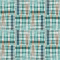 Teal rustic coastal beach house check fabric tile. Seamless sailor flannel textile gingham repeat swatch.