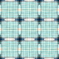 Teal rustic coastal beach house check fabric tile. Seamless sailor flannel textile gingham repeat swatch.