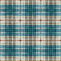 Teal rustic coastal beach house check fabric tile. Seamless sailor flannel textile gingham repeat swatch.