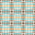 Teal rustic coastal beach house check fabric tile. Seamless sailor flannel textile gingham repeat swatch.