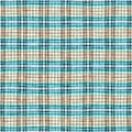 Teal rustic coastal beach house check fabric tile. Seamless sailor flannel textile gingham repeat swatch.