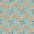 Teal rustic coastal beach house check fabric tile. Seamless sailor flannel textile gingham repeat swatch.