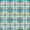 Teal rustic coastal beach house check fabric tile. Seamless sailor flannel textile gingham repeat swatch.