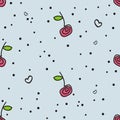 Seamless sample, cherries, blue background